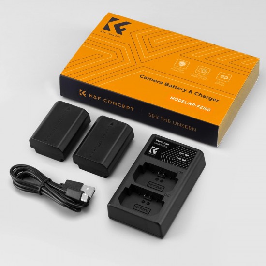 K&F Concept NP-FZ100 Battery Pack - 2 Batteries and Dual Charger